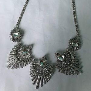 Silver Rhinestone Statement Necklace